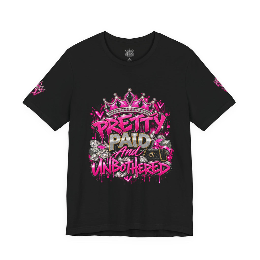 Pretty Paid & Unbothered Pink Crown Graphic Tee | Core Vitality Apparel