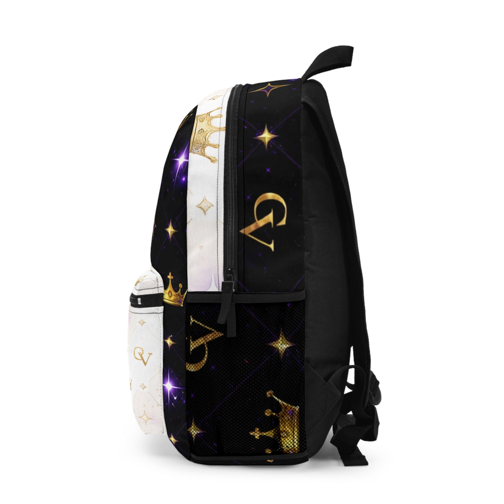 Crown Monogram Backpack — Black & White Sparkle Royal Pattern