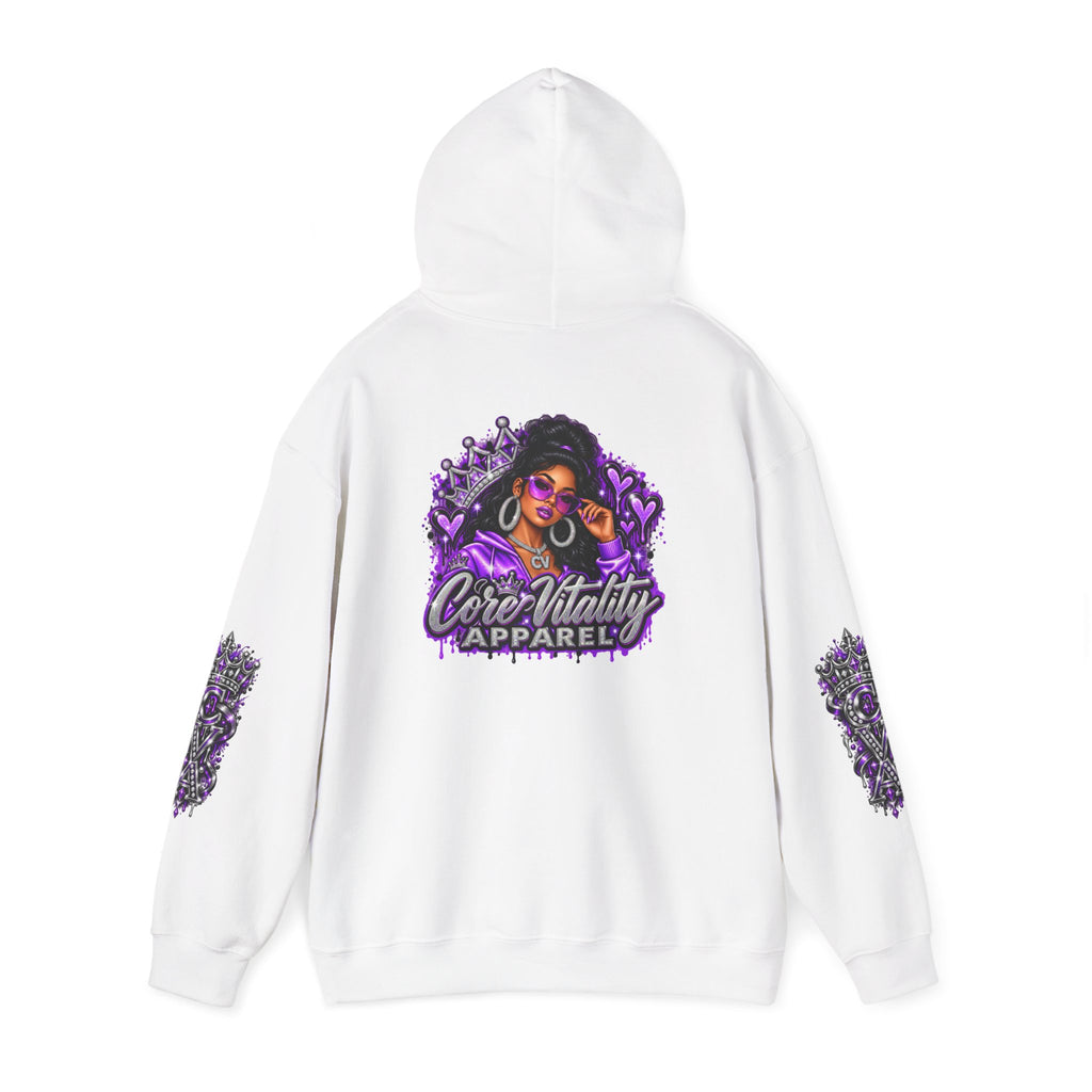 Royal Glam Queen Graphic Hoodie | Purple Streetwear