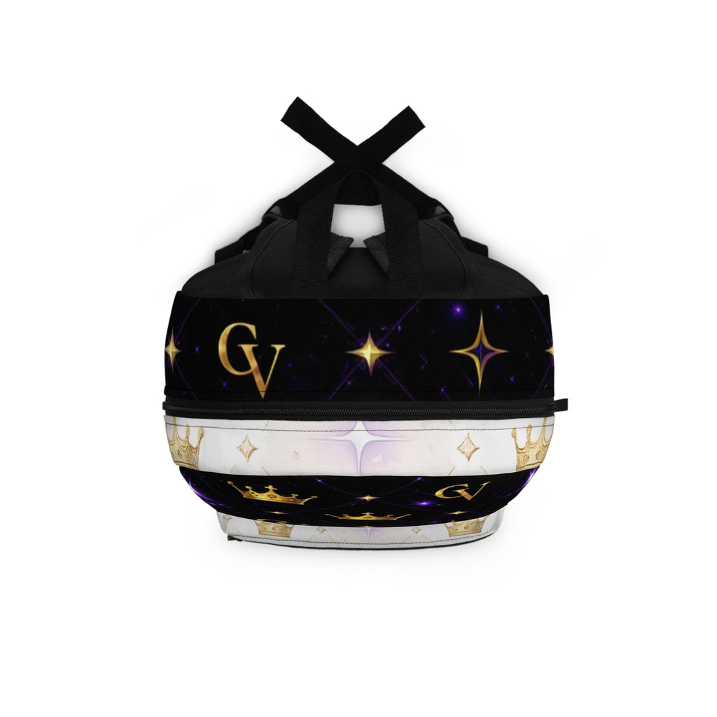 Crown Monogram Backpack — Black & White Sparkle Royal Pattern