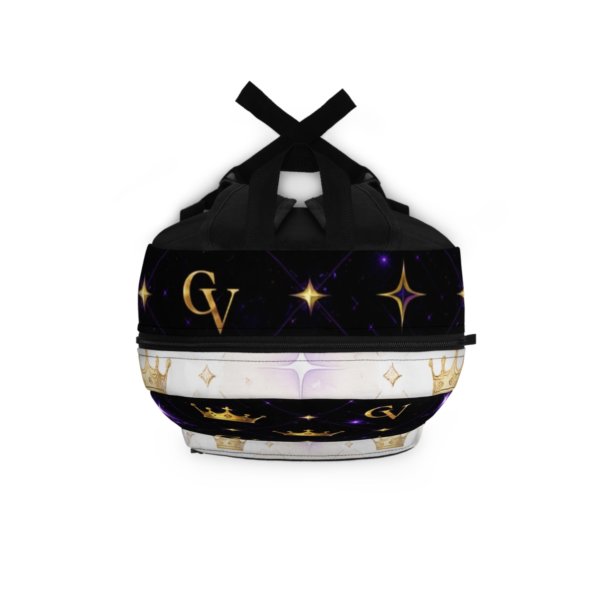 Crown Monogram Backpack — Black & White Sparkle Royal Pattern