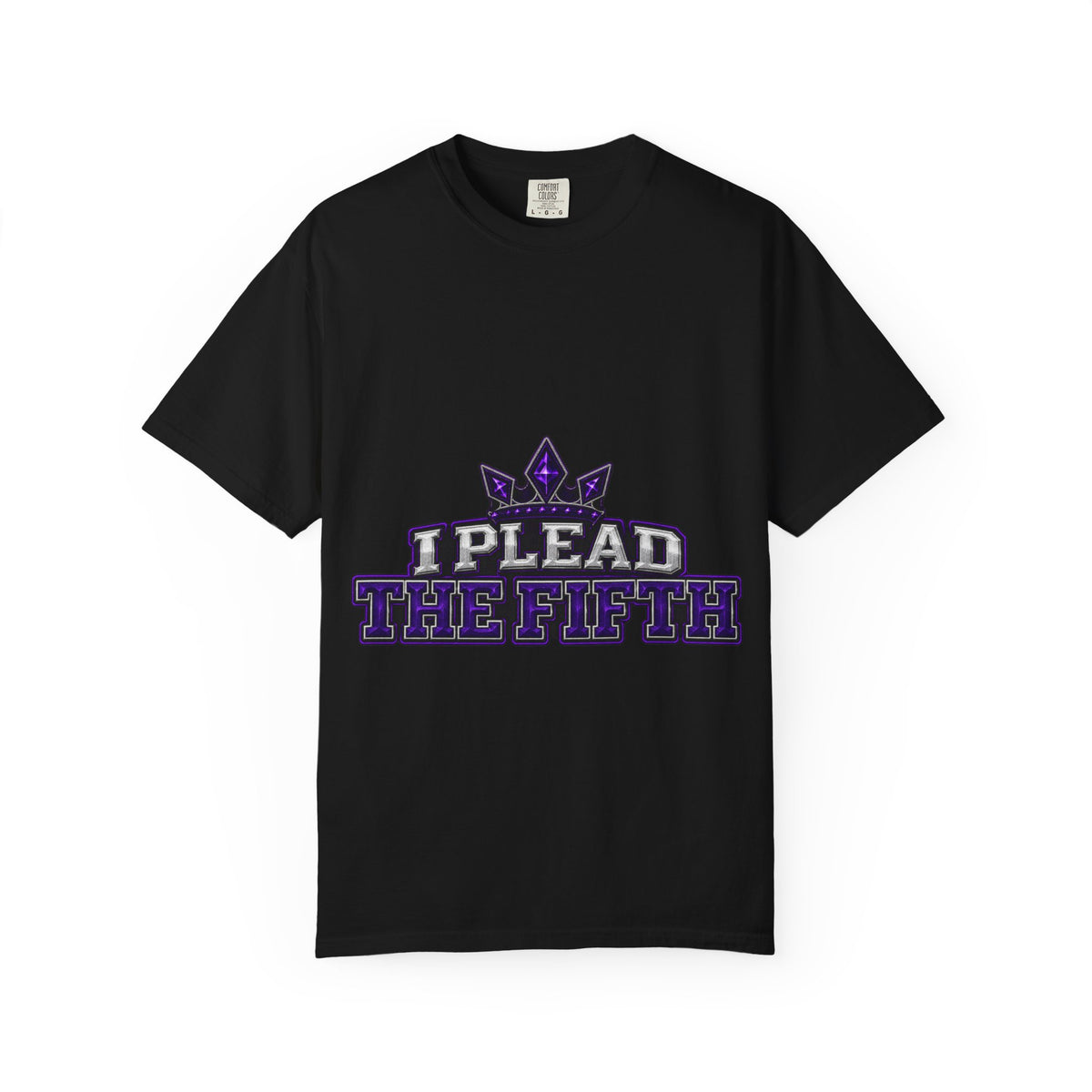 I Plead The Fifth Crown Graphic T Shirt Purple Silver Streetwear Tee
