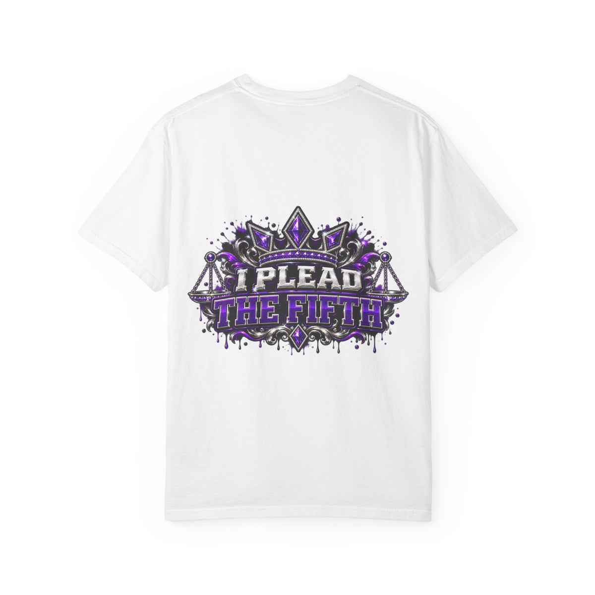 I Plead The Fifth Crown Graphic T Shirt Purple Silver Streetwear Tee