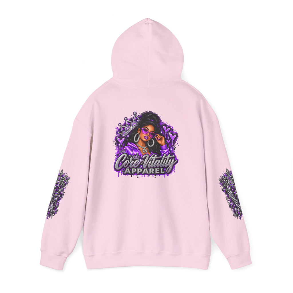 Royal Glam Queen Graphic Hoodie | Purple Streetwear