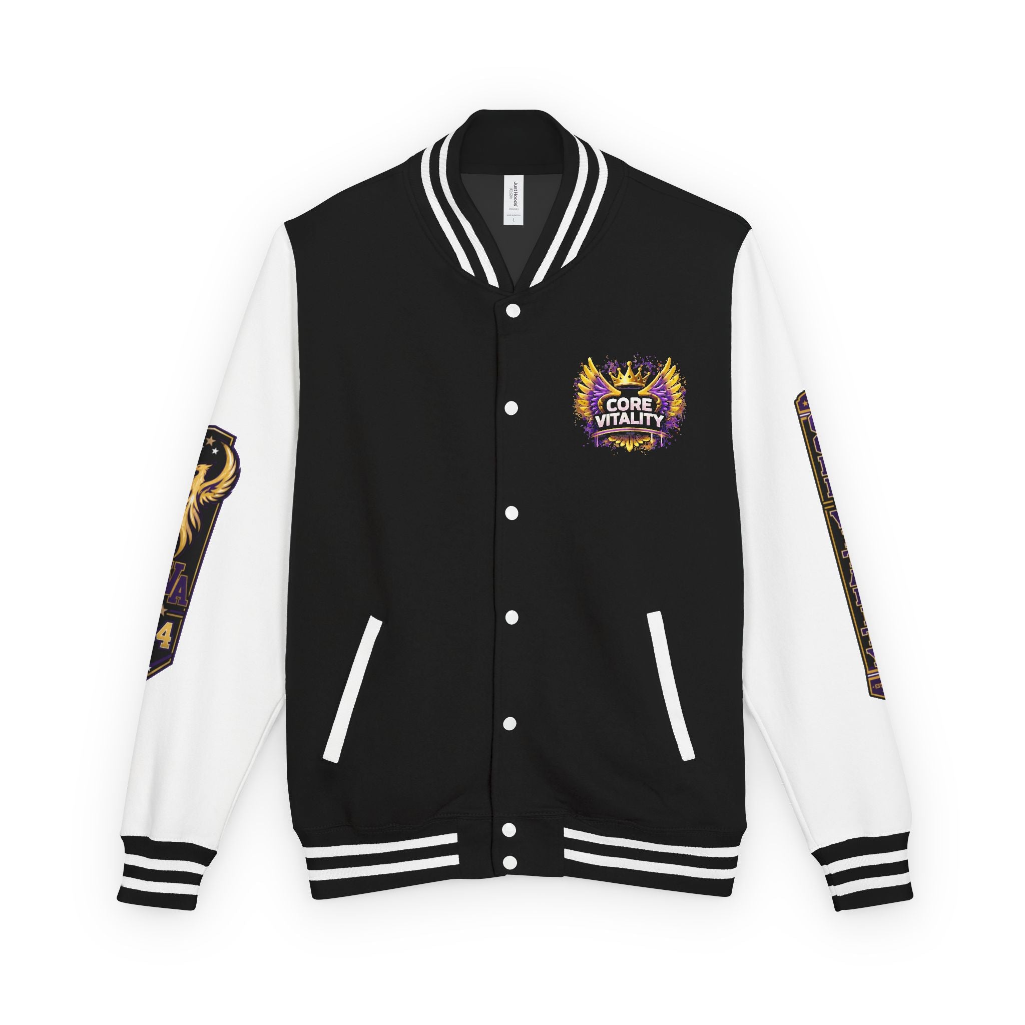 Core Vitality Apparel Varsity Jacket Purple Gold CVA Phoenix Design
