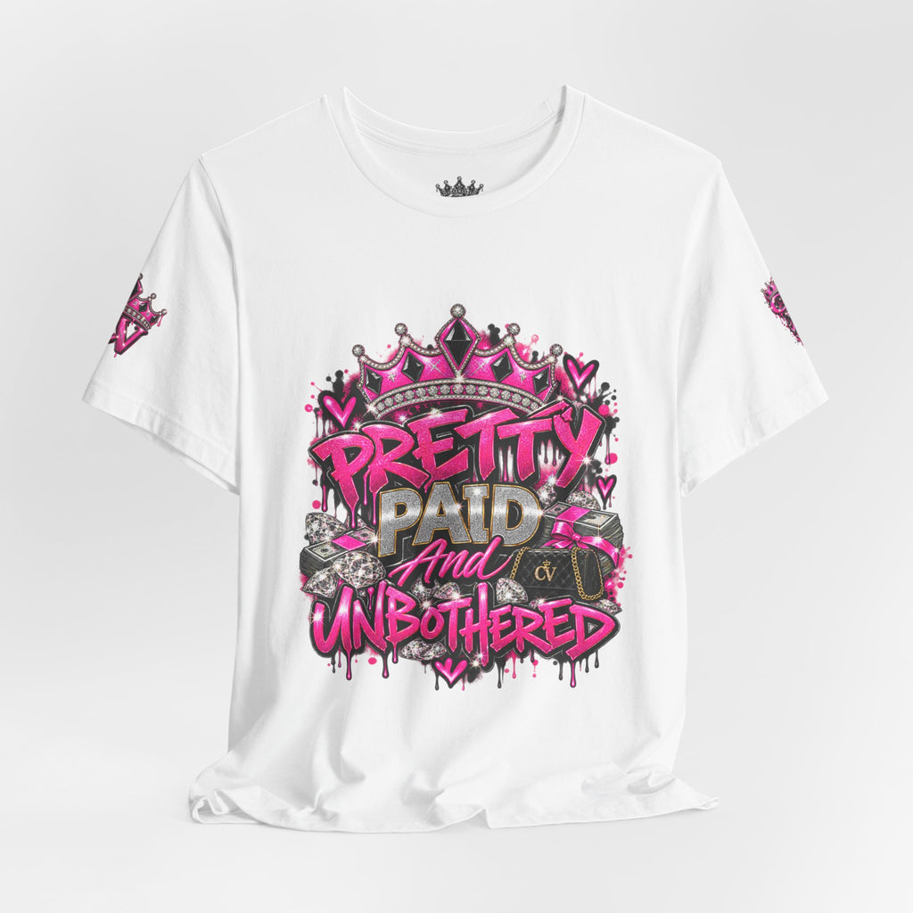 Pretty Paid & Unbothered Pink Crown Graphic Tee | Core Vitality Apparel