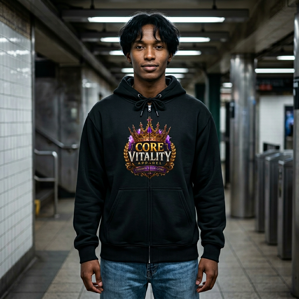 Core Vitality Apparel Full Zip Hoodie – Comfort Blend Streetwear Jacket