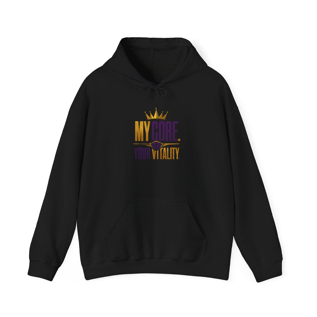Core Vitality My Core Your Vitality Hoodie Black Purple Gold Crown Graphic Sweatshirt