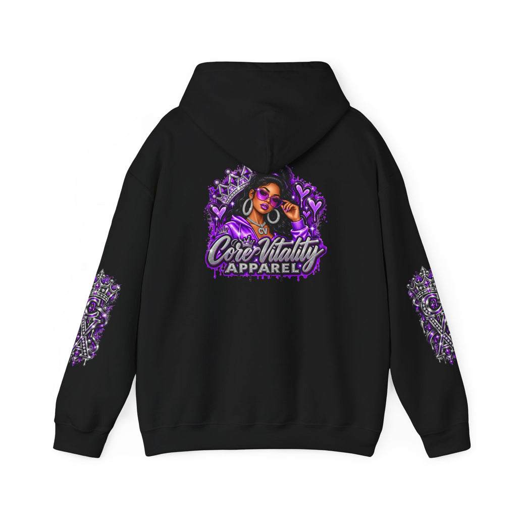 Royal Glam Queen Graphic Hoodie | Purple Streetwear