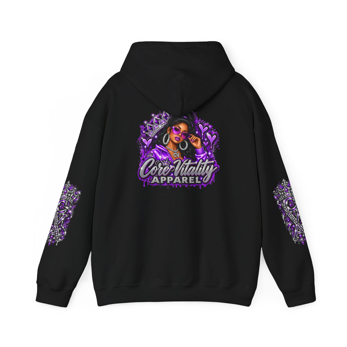 Royal Glam Queen Graphic Hoodie | Purple Streetwear