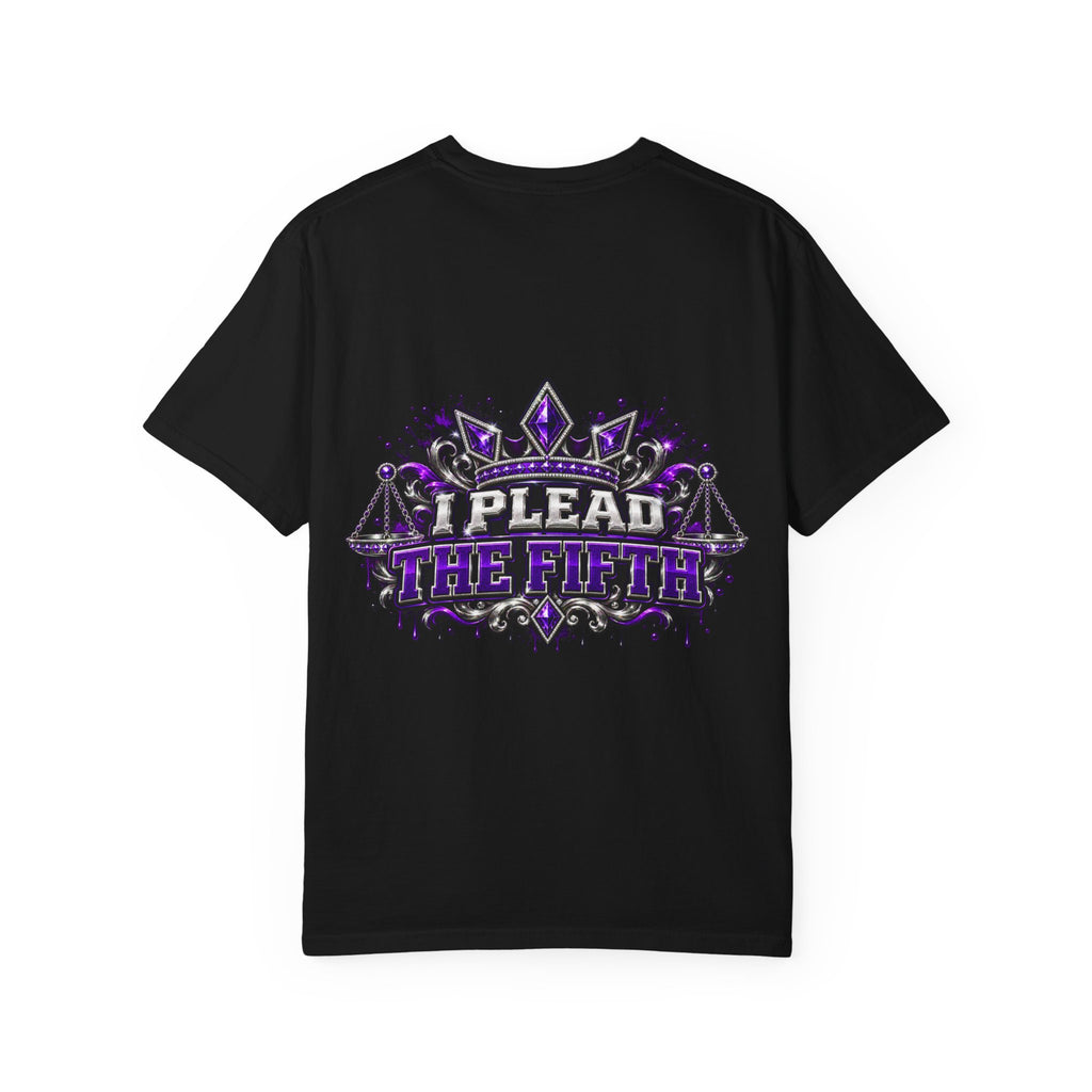 I Plead The Fifth Crown Graphic T Shirt Purple Silver Streetwear Tee