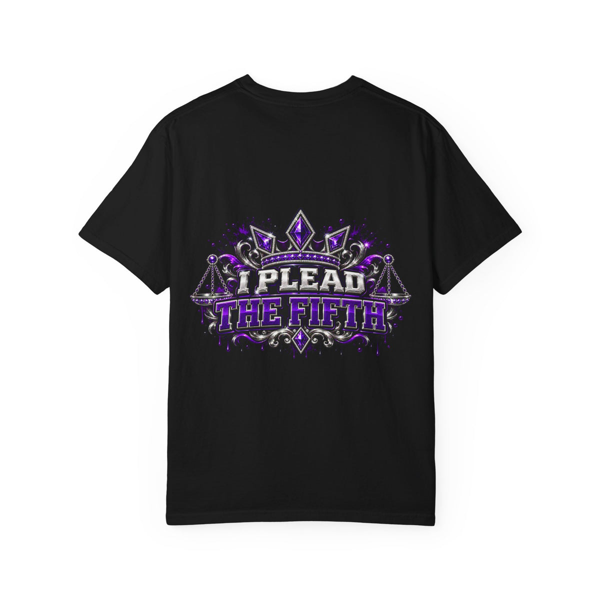 I Plead The Fifth Crown Graphic T Shirt Purple Silver Streetwear Tee