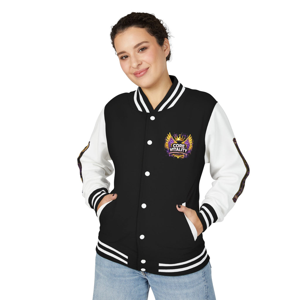 Core Vitality Apparel Varsity Jacket Purple Gold CVA Phoenix Design
