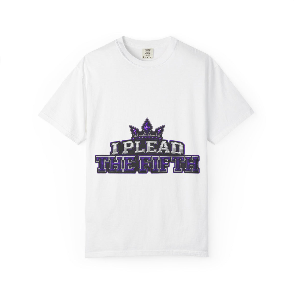 I Plead The Fifth Crown Graphic T Shirt Purple Silver Streetwear Tee