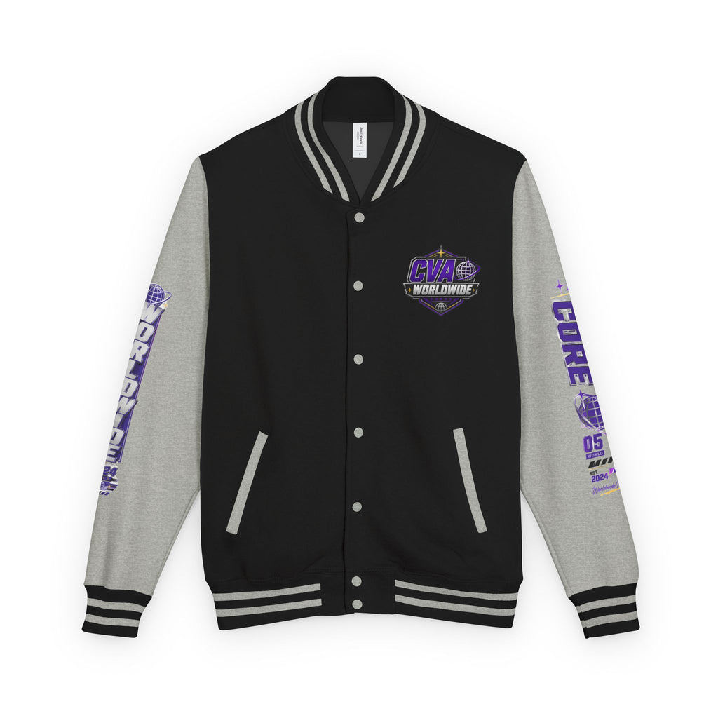 Core Vitality Worldwide Varsity Jacket Purple White Graphic Streetwear