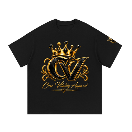 Black Core Vitality Crowned Gold Graphic T-Shirt
