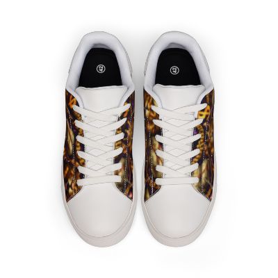 Luxury Crown Pattern Sneakers | Men’s Black & Gold Streetwear Shoes | Core Vitality